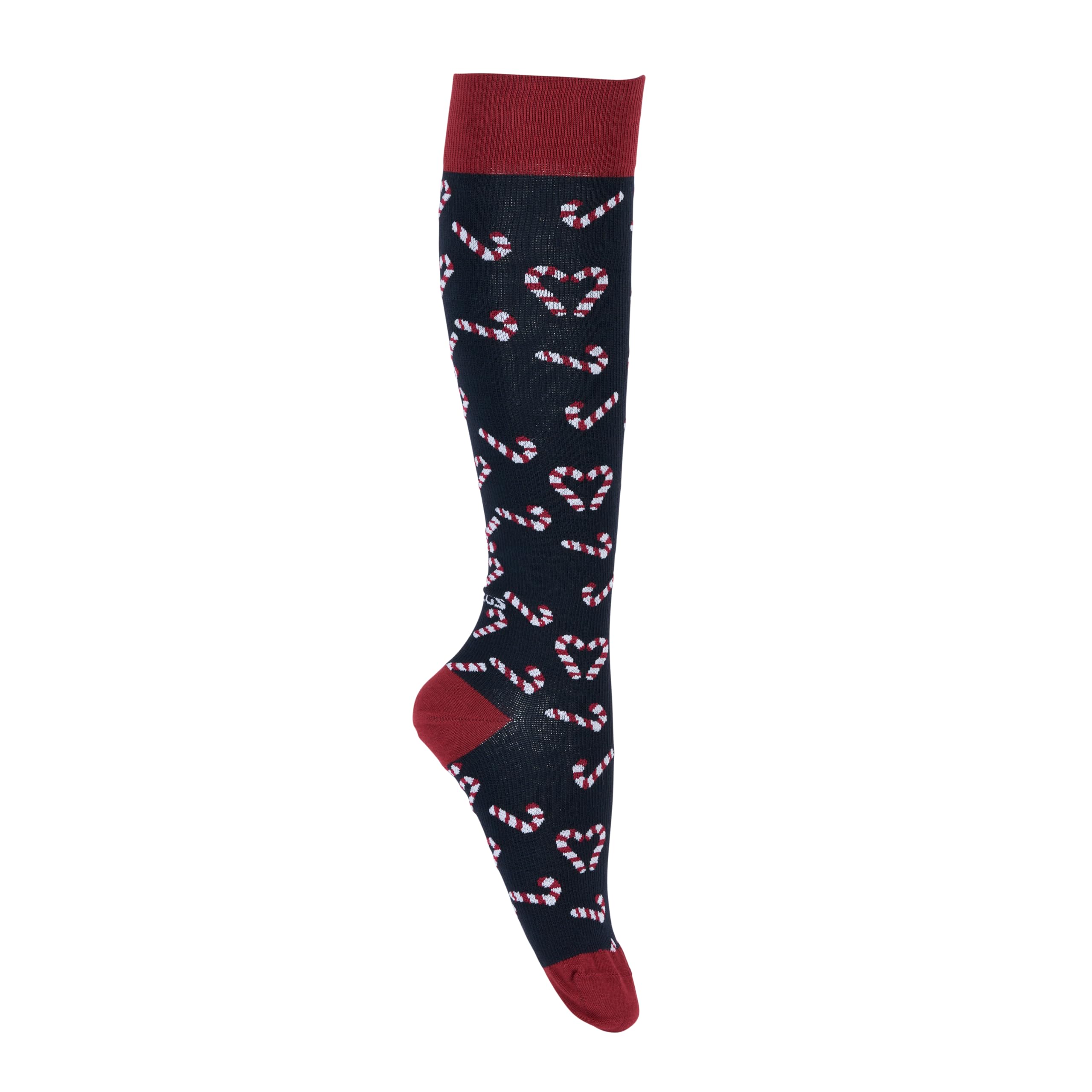 Fitlegs Unisex Navy Candy Cane - Life Compression Socks - 14-17Mmhg For Work, Travel, & Pregnancy Dvt Prevention - Small,
