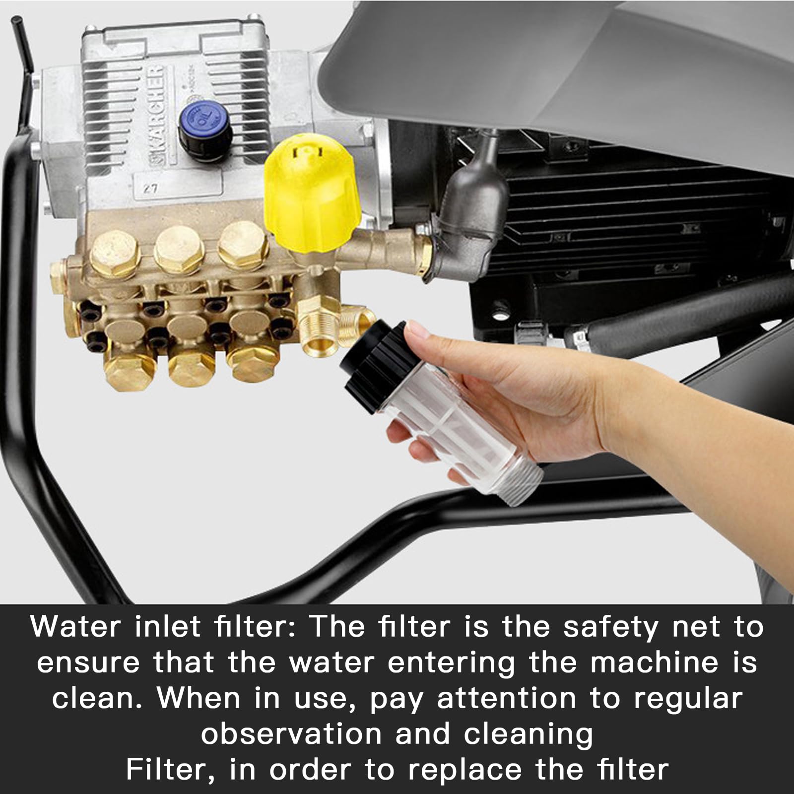 Filtro acqua per tubo da giardino e camper, kit da 3/4" con 5 inserti + 2 adattatori rapidi"}