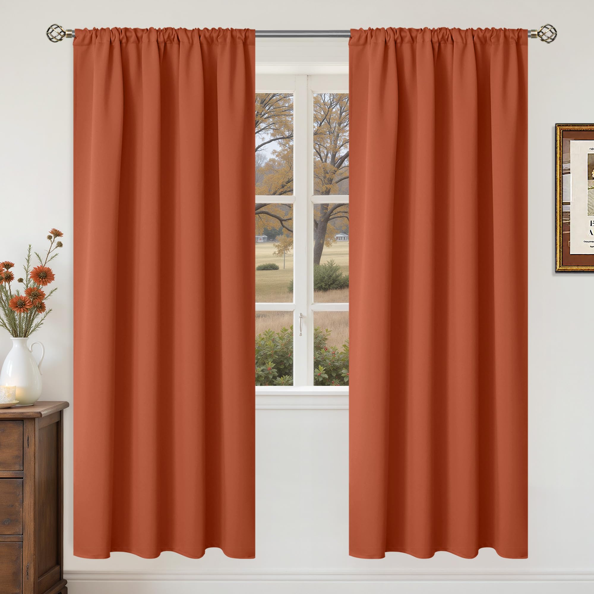 BGment Terracotta Blackout Curtains for Living Room Window - Thermal Insulated Drapes with Rod Pocket Room Darkening Privacy for Bedroom, 42 x 72 Inch, 2 Panels โ image 1