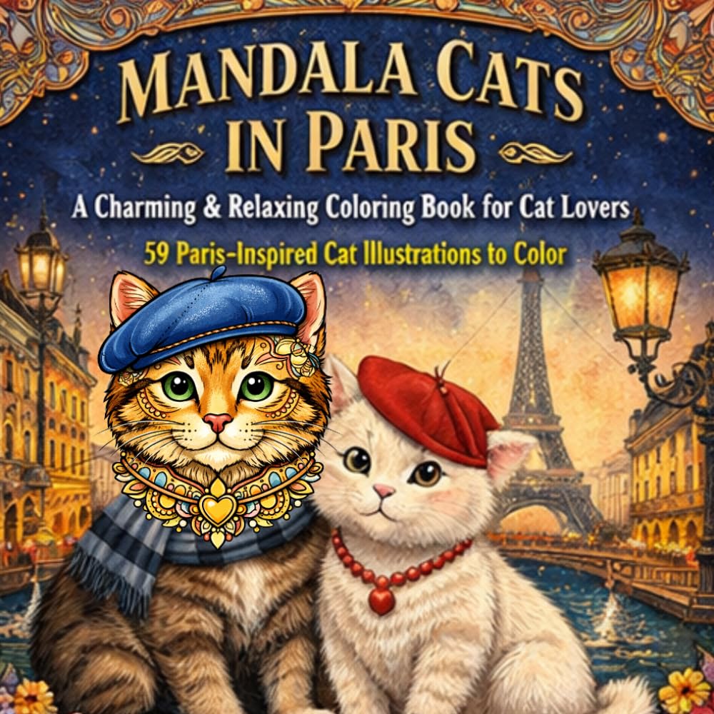 Mandala Cats in Paris: A Charming and Relaxing Coloring Book for Cat Lovers