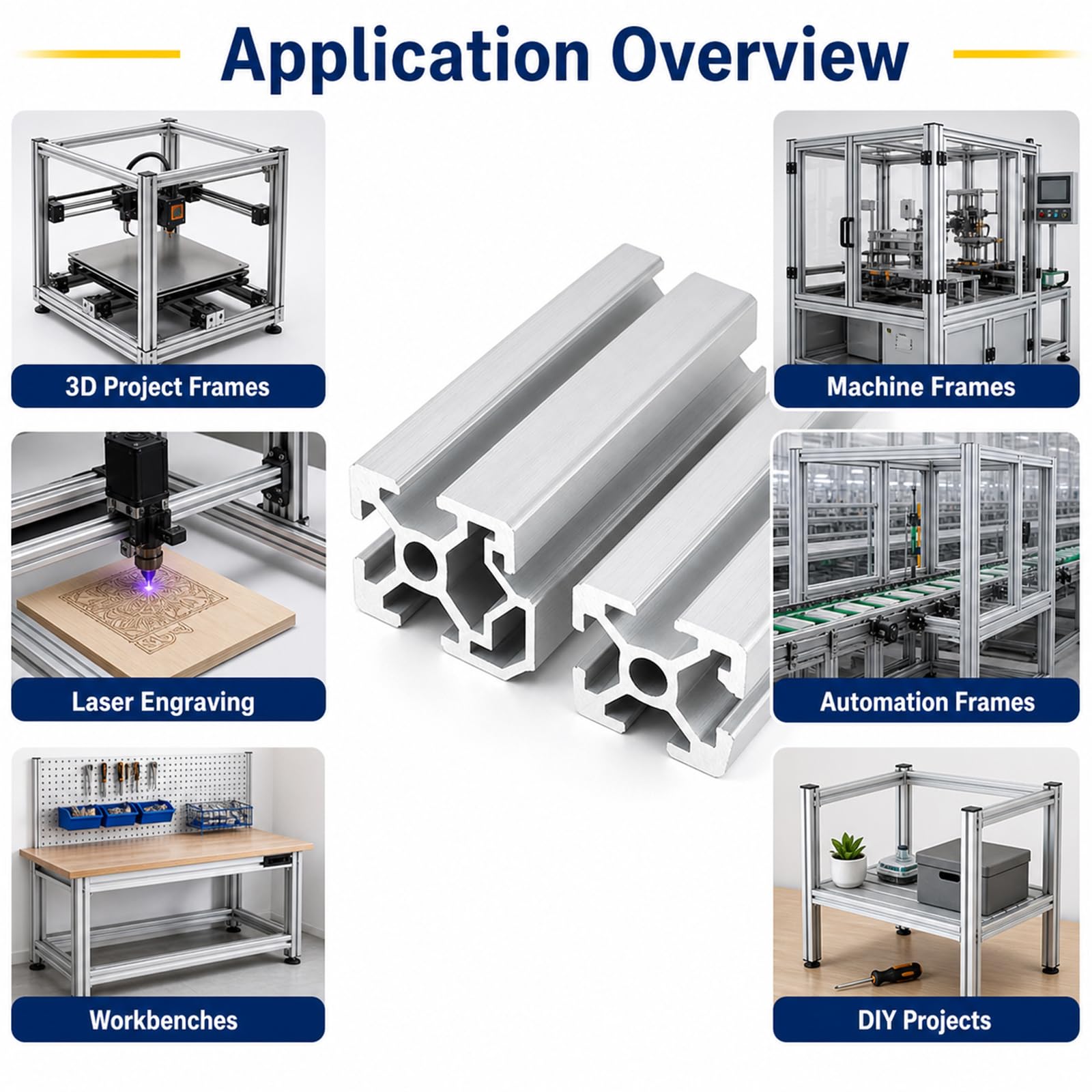 Aluprofil Konstruktionsprofil,3D Drucker Alu Profil,Eloxiertes Wetterfestes Alu Profil,Stabil Und Langlebig,Glatte OberfläChe,FüR Industrie,3D-Drucker,DIY