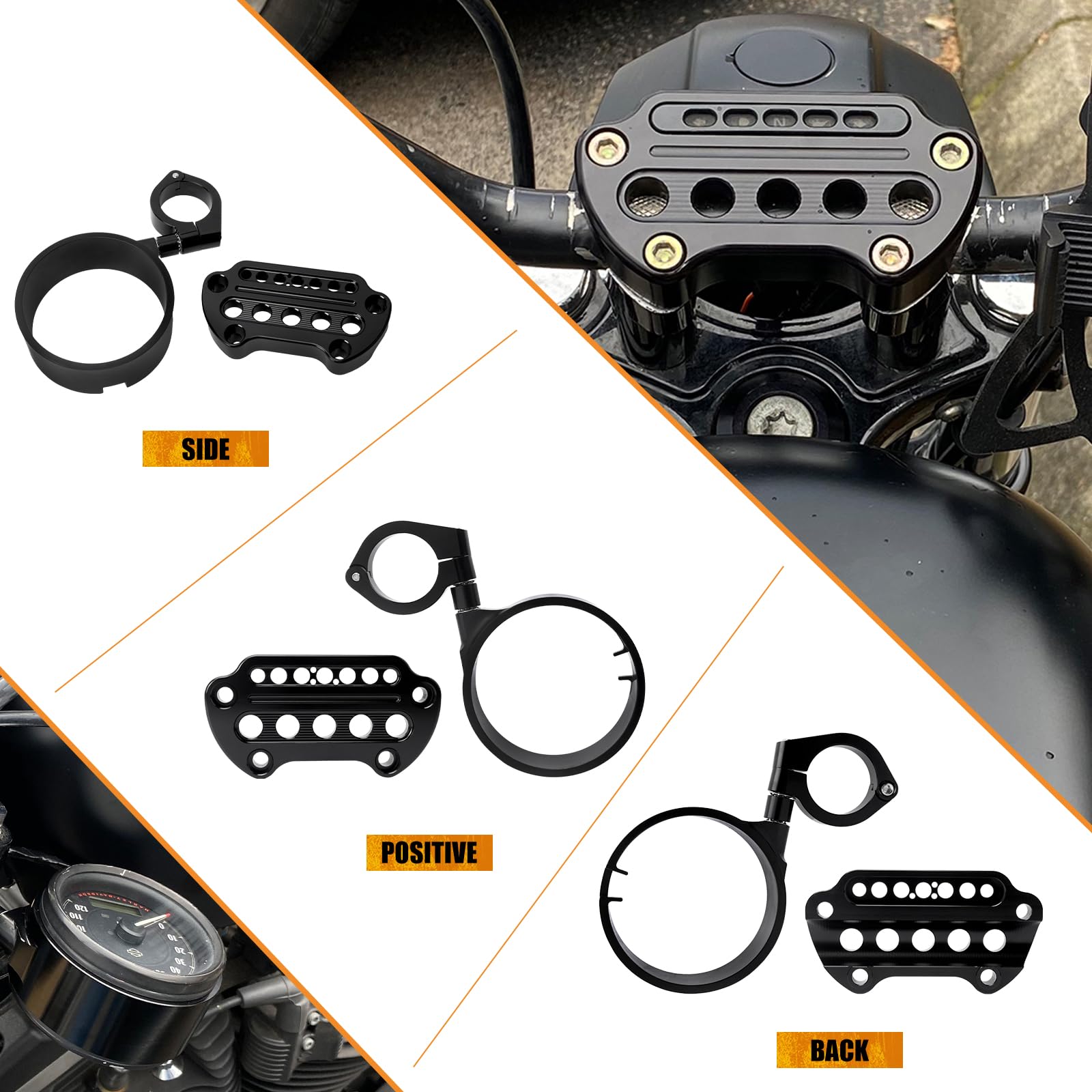Speedometer Relocation Bracket For Harley Sportster - CNC Aluminum, 39MM Fork Mount | Adjustable Odometer Bracket For XL883, X1200 - View #5