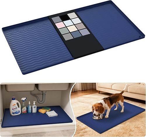 Miniatura 89 de URMONA Tapete de silicona impermeable para debajo del fregadero de 40 x 22 pulgadas, forro para estante de cocina y baño, protector de gabinete y