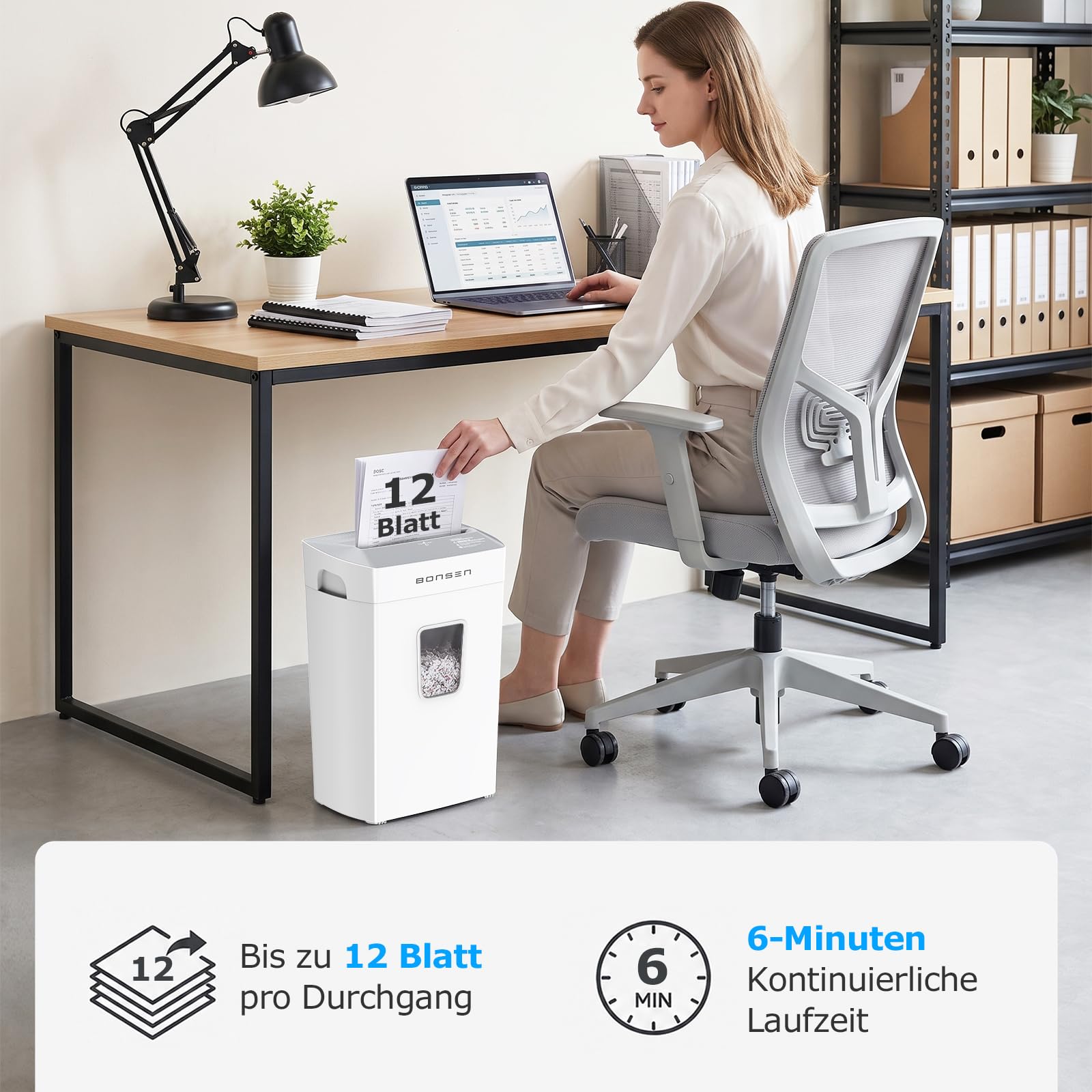 BONSEN Niszczarka papierowa, S5211-W