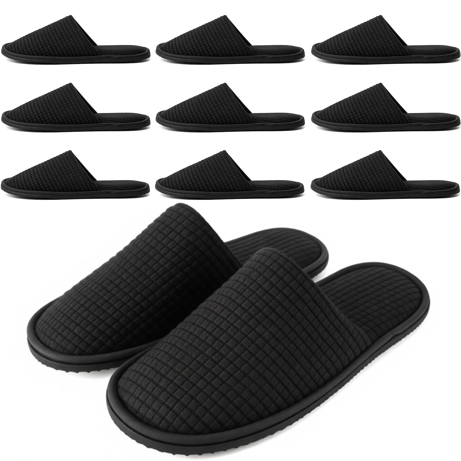 Anmerl 10 paia di pantofole usa e getta per hotel Confezione grande Pantofole per ospiti Ciabatte per spa, matrimonio, viaggi, Taglia universale, Antiscivolo, Lavabile, Confezionate singolarmente