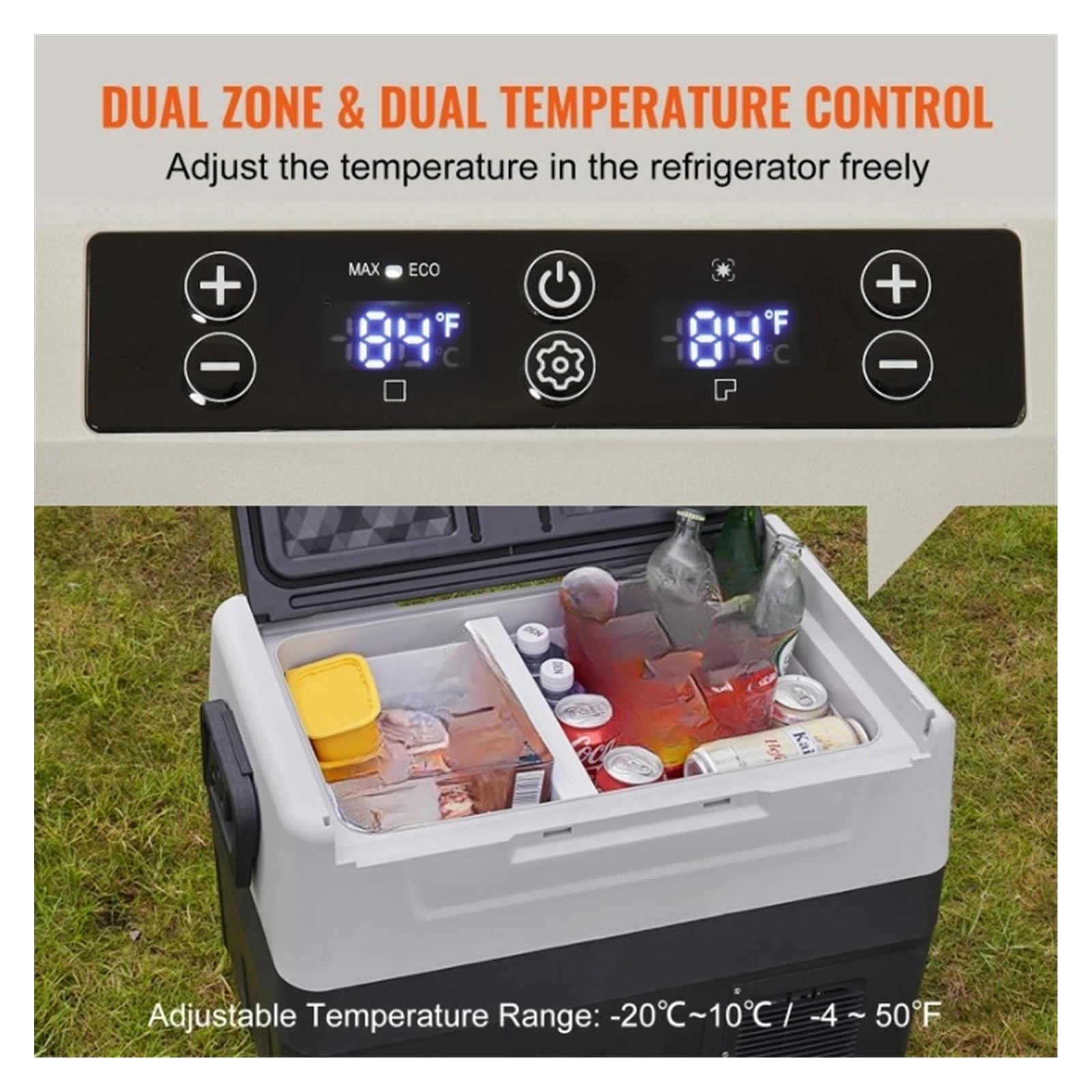 Refrigerador portátil for Coche de 35, 45 y 55 litros, minicongelador, compresor, Ideal for Camping y Viajes.(55L)