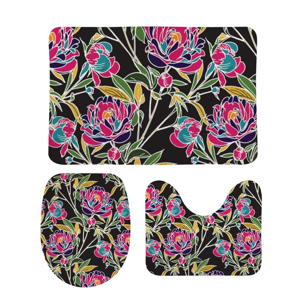 Tapis de bain antidérapants lot de 3 absorbants avec motif abstrait élégant