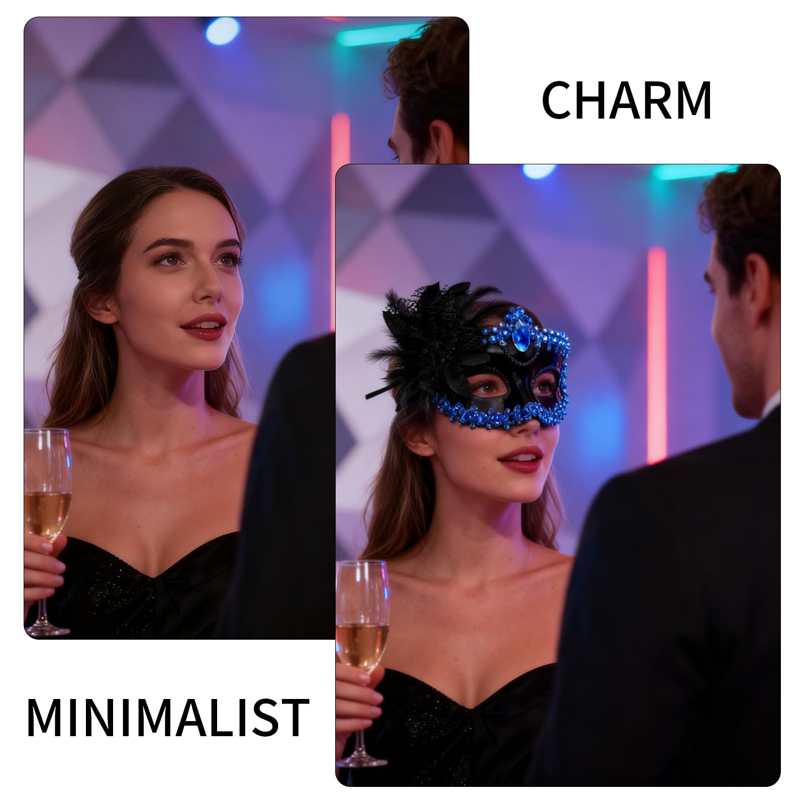 8 pezzi Coppia Maschere di pizzo Uomo Donne Sexy Maschera Occhi per Festa da ballo Maschera Veneziana Costume
