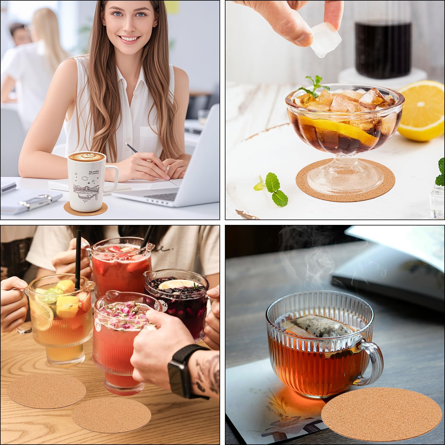 500 PCS 3.74 Inch Round Self-Adhesive Cork for Coasters, Cork Coaster Backing Pad for Home Tabletop Decoration - Image 7