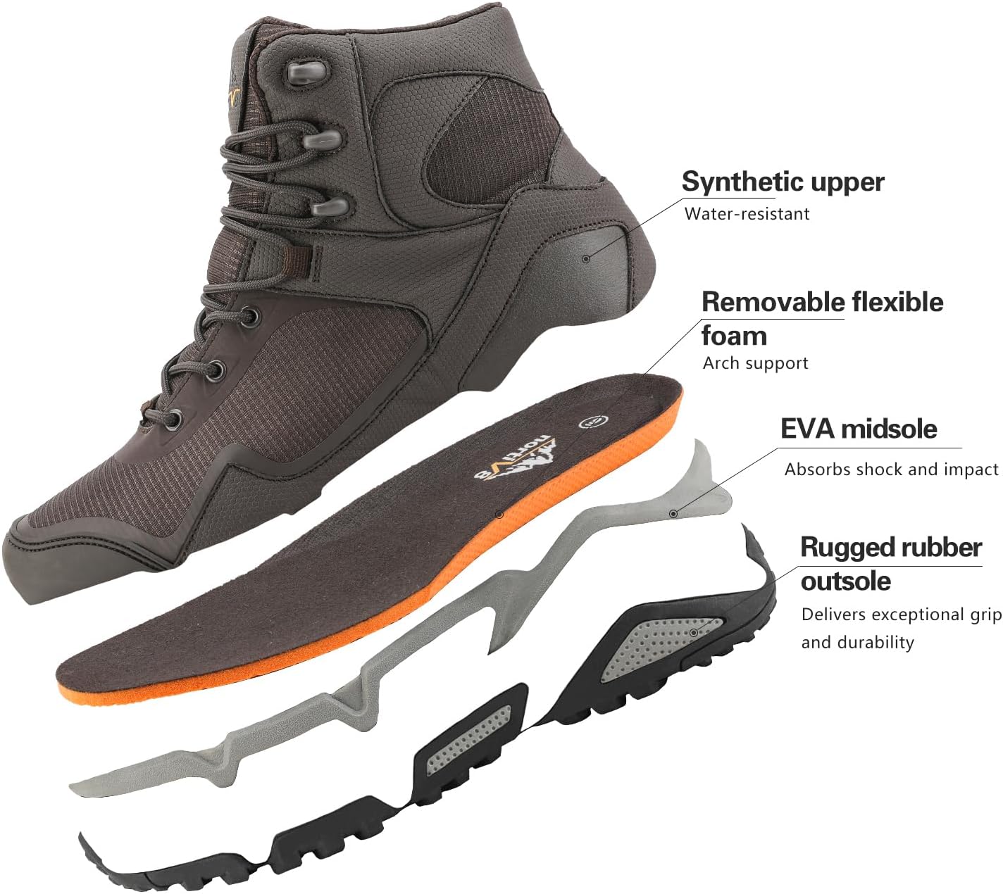 NORTIV 8 Men's Mid Waterproof Hiking Boots Outdoor Lightweight Trekking Mountaineering Camping Shoes - Image 5