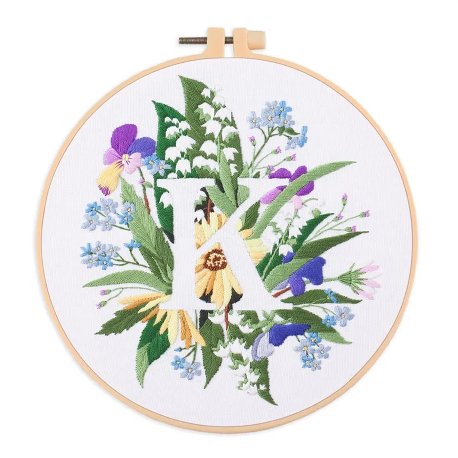 Embroidery Kit， For Beginner And Adults Starter Kit(Color K,With 20cm hoop)