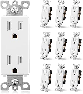 DEWENWILS Decorator Receptacle Outlet, Child Safe Tamper-Resistant Wall Outlet, Self-grounding Residential Grade Outlet, 15A 125V, UL Listed, 10-Pack