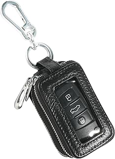 Car Key Cover,Leather Car Key Fob Case,Car Accessories Key Fob Protector,Vehicle Remote Key Fob,Car Key Holder Keychain Ring Case Bag,Smart Key fob Holder for Remote Key Fob (Black)