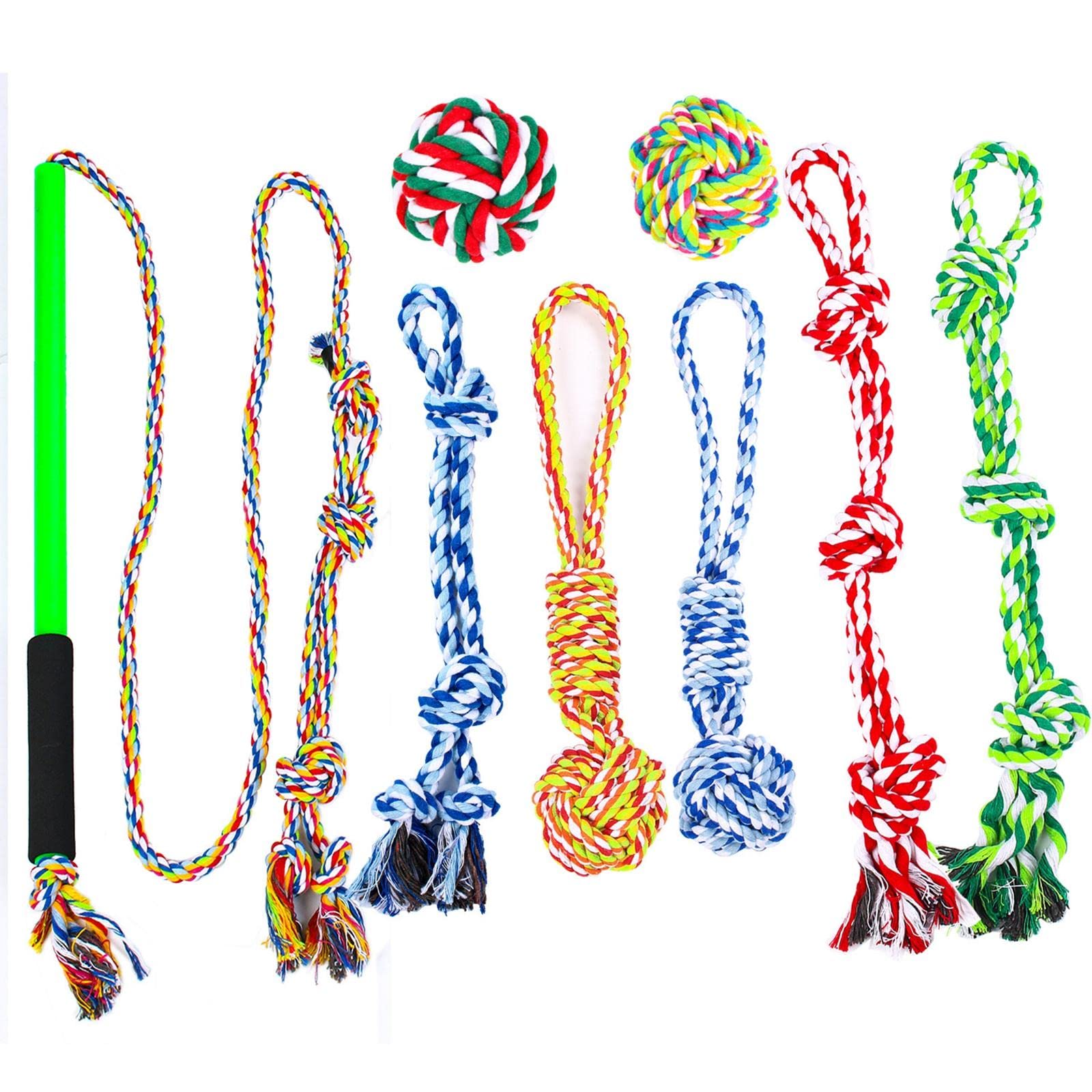 MagiDeal 8 Piezas de Poste de coqueteo, Poste de coqueteo para Perros, Cuerda de Masticar para Mascotas, Juguete de Cuerda de Ejercicio de Entrenamiento, Azul S