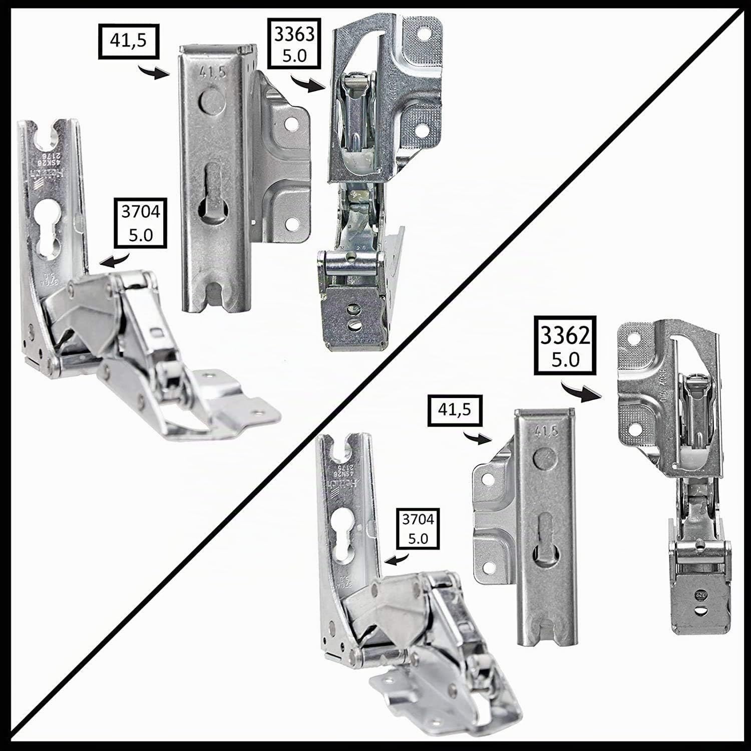 Spares2go Typ 3363 3362 5.0 41,5 Hettich Typ Tür Scharnier-Set für integrierte Kühlschrank/Gefrierschränke AEG