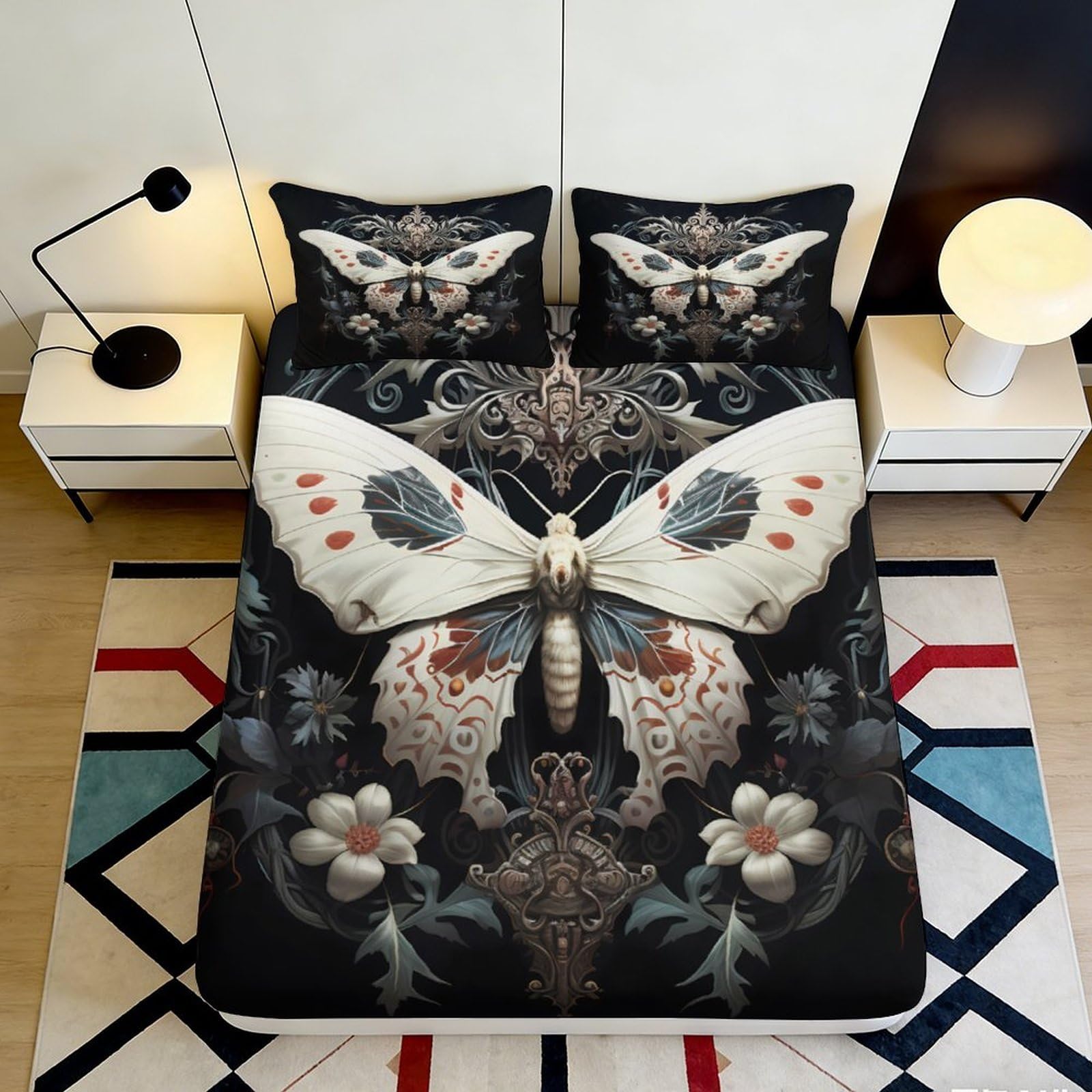 Jqzkxnhpbr Style-1 3D Printed Butterfly Art Fitted Sheet Microfiber Soft Decor Floral Bed Cover For Bedroom Guest Room Dorm Mattress Protection 90X200x25cm