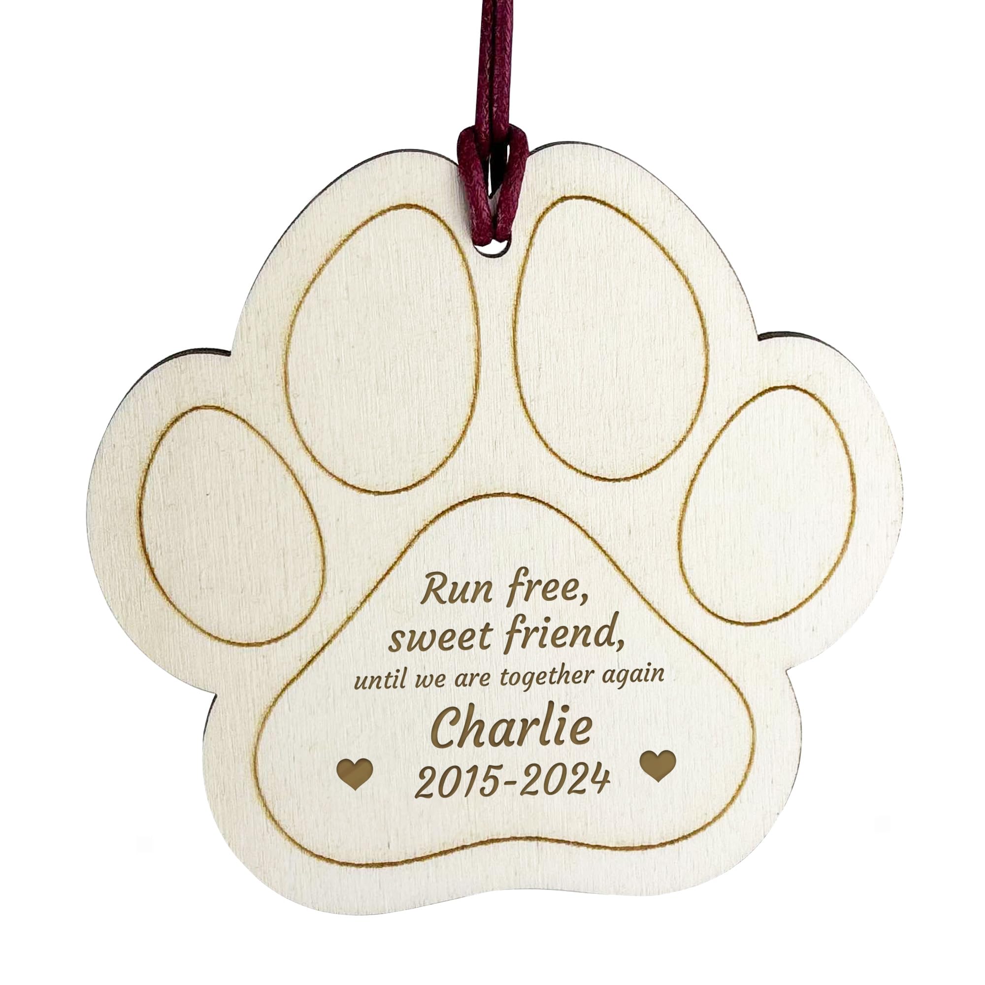 Red Ocean Dog Memorial Bauble Personalised Tree Decorations, Engraved With Name and Dates, Dog Puppy Memorial Baubles, Pet Loss Gifts For Pet Owners, Pet Memorial Bauble Gifts