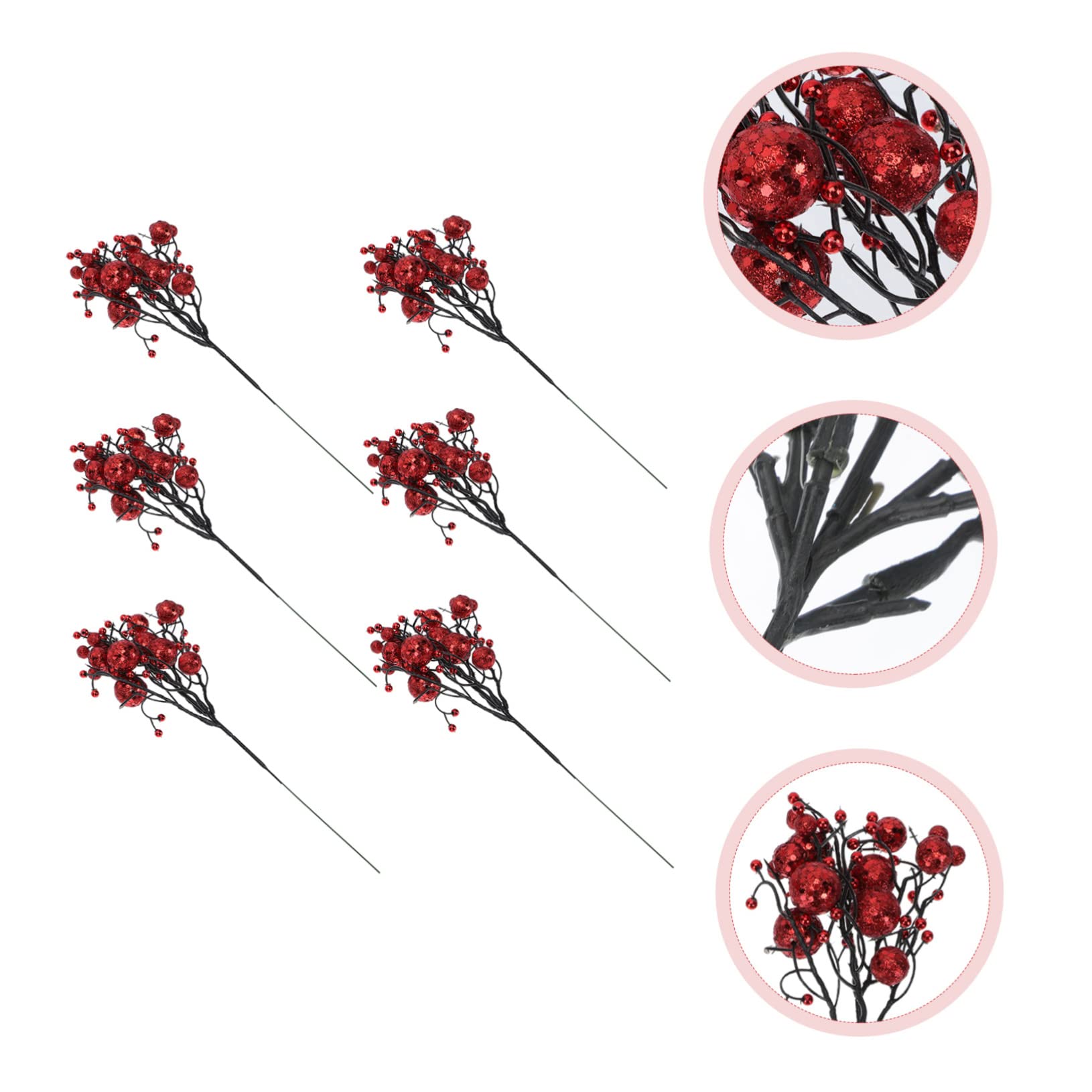 Abaodam 24piezas Ramas De Artificiales De Navidad Decoraciones para Arreglos Imitación De Frutas Accesorios para Fiestas y Decoración para Hogar y Comercio