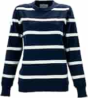 ブリーフィング BRIEFING ストライプ クルーネックセーター レディス