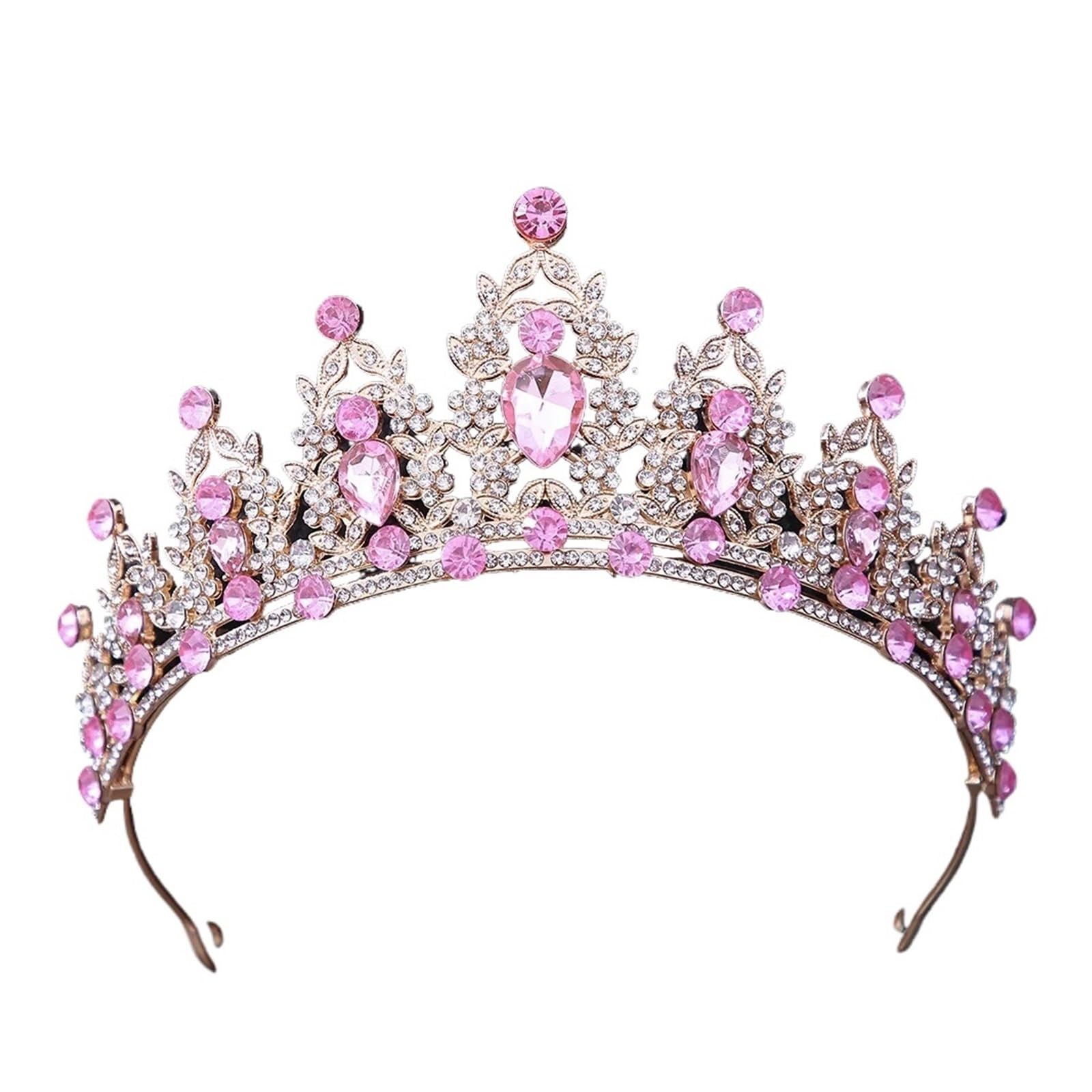 Corona di Lusso Elegante in Cristallo, Accessori per Capelli, Tiara per Donne, Festa, Corona da Sposa con Strass Rosso Viola, Gioielli per Capelli Adatti per Tiara da Matrimonio, Tiara per Compleanno