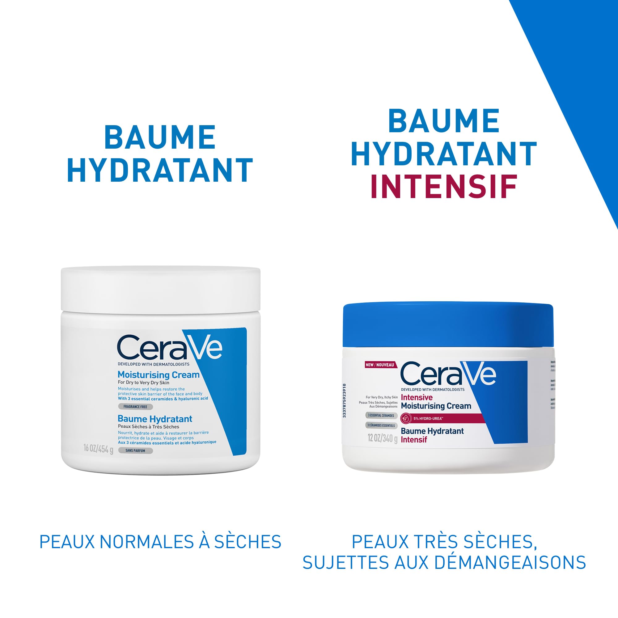 CeraVe - Baume Hydratant Intensif Corps & Visage - Peaux Très Sèches, Avec Démangeaisons - 72H d’Hydratation - Beurre de Karité + 3 Céramides + Hydro-Urea Boost - Sans Parfum, Non Comédogène - 340g