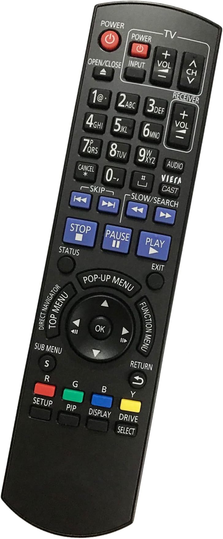 Replacement Remote Control for Panasonic DMP-BD601 DMP-BD655 DMP-BD45 Blu-Ray Disc Player