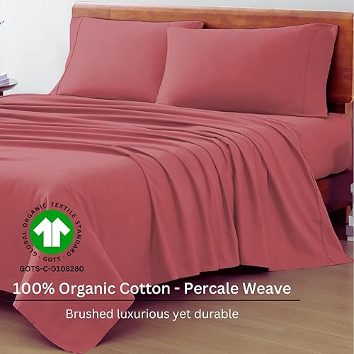 Miniatura 3 de LANE LINEN - Juego de sábanas tamaño individual 100% algodón orgánico percal de fibras largas, 3 piezas, suave, transpirable, para colchones de