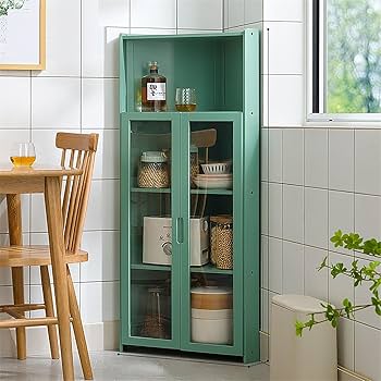 Amazon｜pisipe コーナーキャビネット 三角収納食器棚 コーナー