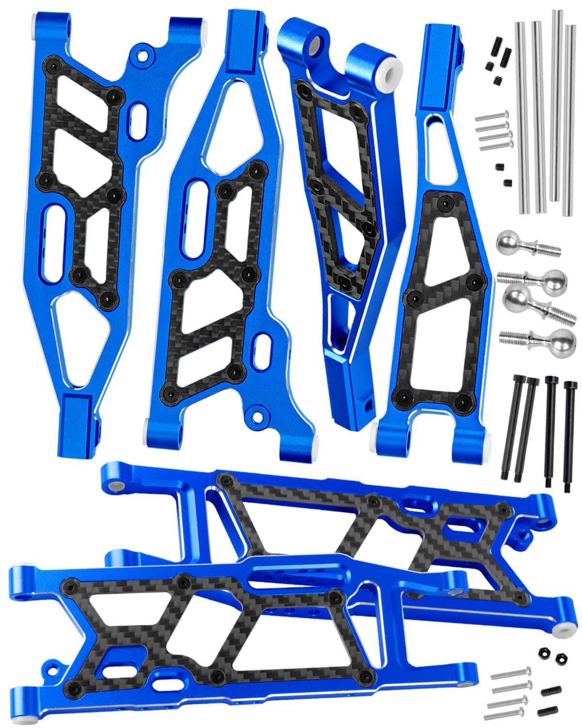 RCMYou RC Suspension Arms Upgrades Part for 1/8 Kraton 6S BLX,Outcast 6S BLX,Notorious 6S BLX,Talion 6S BLX,Aluminum Front Upper & Front Lower & Rear Suspension A-Arms Hops up w/Pivot Balls,Navy Blue