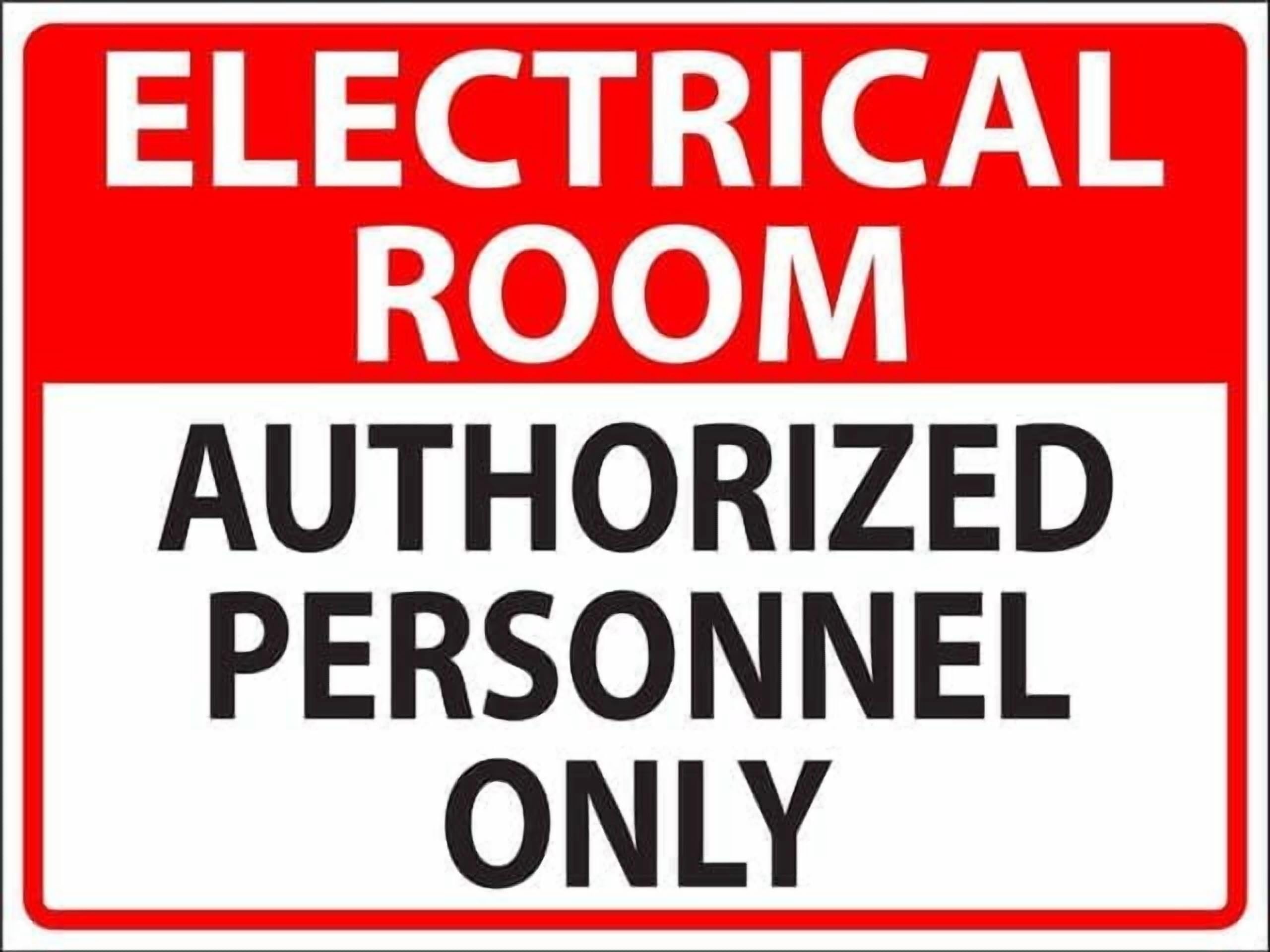 (2-Pack) Metal Tin Sign Electrical Room Authorized Personnel Only Sign Restriction Alert Attention Caution Warning Notice 8"X12" Sign Plate