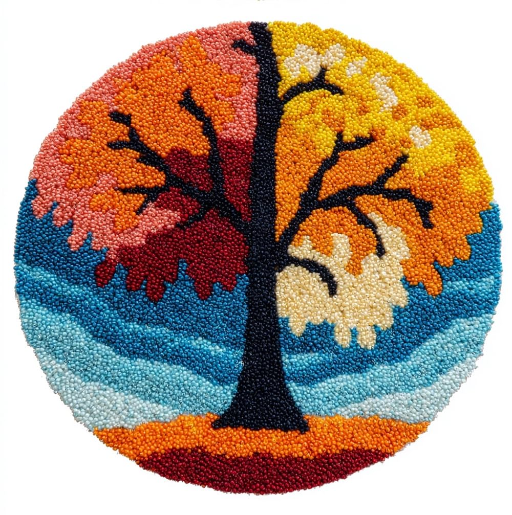 kitphoenix DIY Round Rug Making Craft Kitfour Seasons Tree
