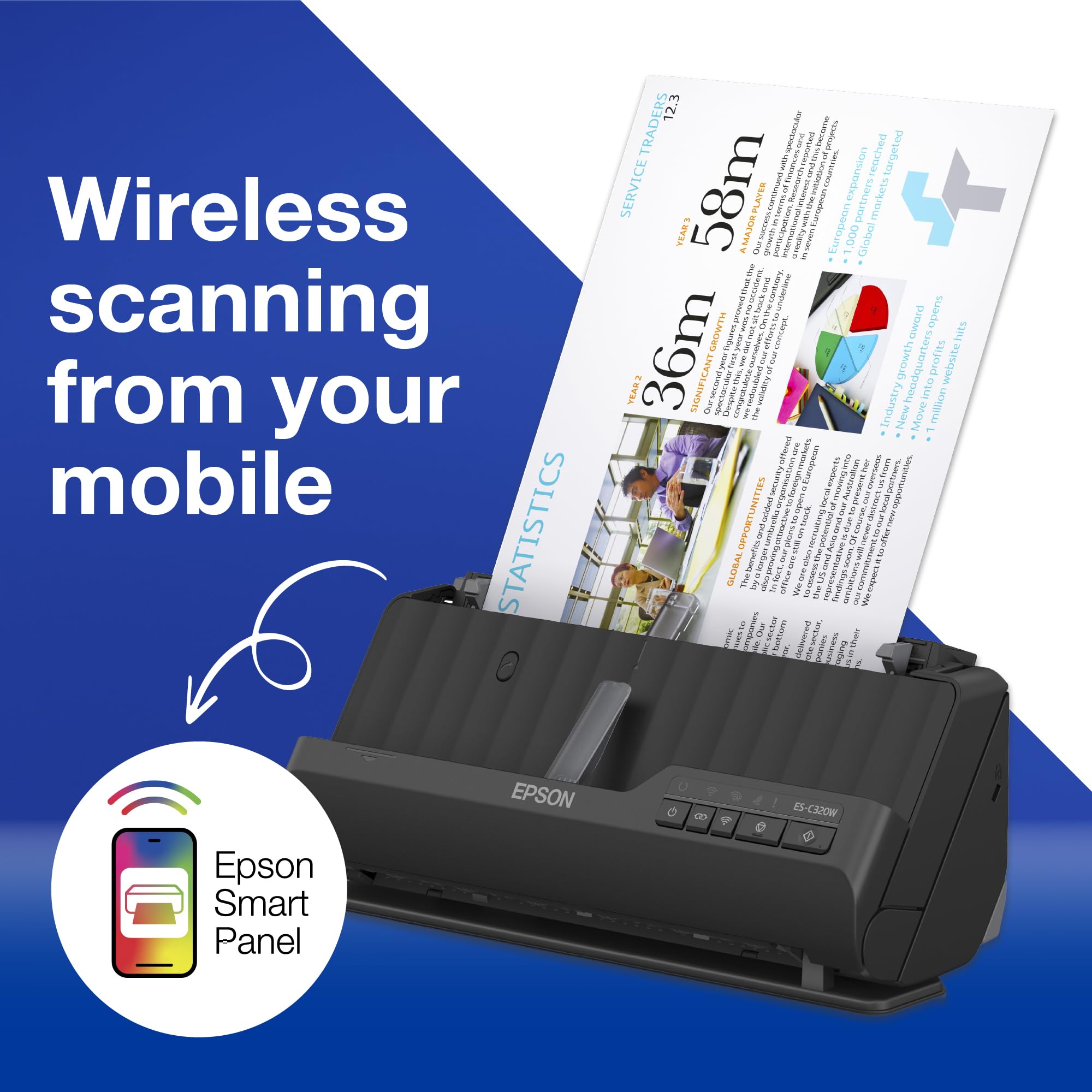 Epson ES-C320w Scanner A Foglio 600 X 600 Dpi A4 Nero (epson ES-C320w - Sheetfed Scanner - Duplex - A4/legal - 600 Dpi X 600 Dpi - Adf [20 Sheets] -