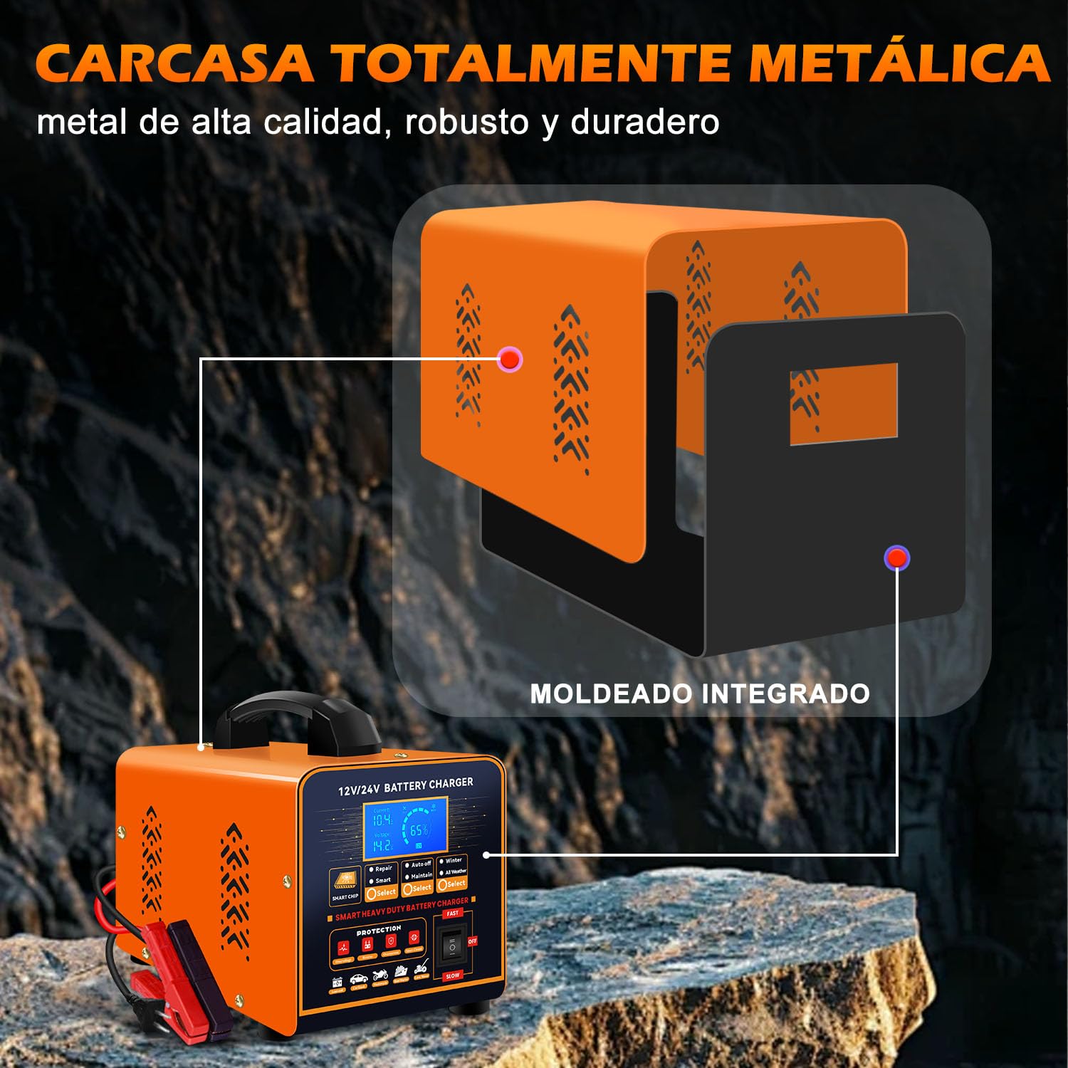 SolaMr 12V/24V Cargador Baterias Coche y Mantenedor Bateria, Arancador Batería Coche Inteligente Automático, 0-20A Car Battery Charger con Reparación, Modo Invierno, para AGM Coche Camión Moto
