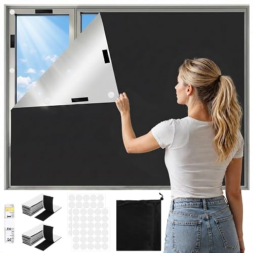Blackout Window Cover 118" x 57", No Drill DIY Portable