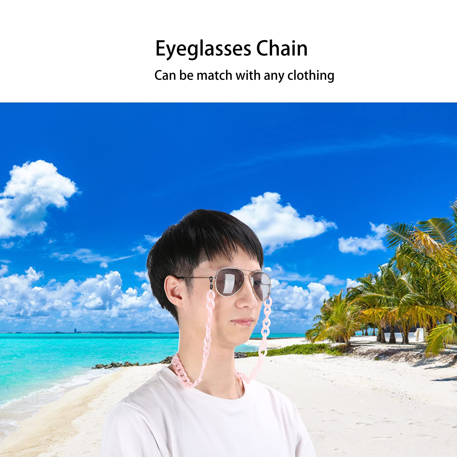 Simple Anti-Slip Glasses Chains for Sunglasses and Reading Glasses Acrylic Pink Lanyard Accessories, Pink 2001 - Image 3