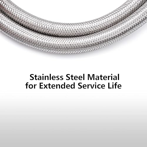 Miniatura 5 de GasSaf Manguera de propano RV de 12 pulgadas, trenza de acero inoxidable, línea de gas de propano con destello macho invertido de 14 pulgadas (2