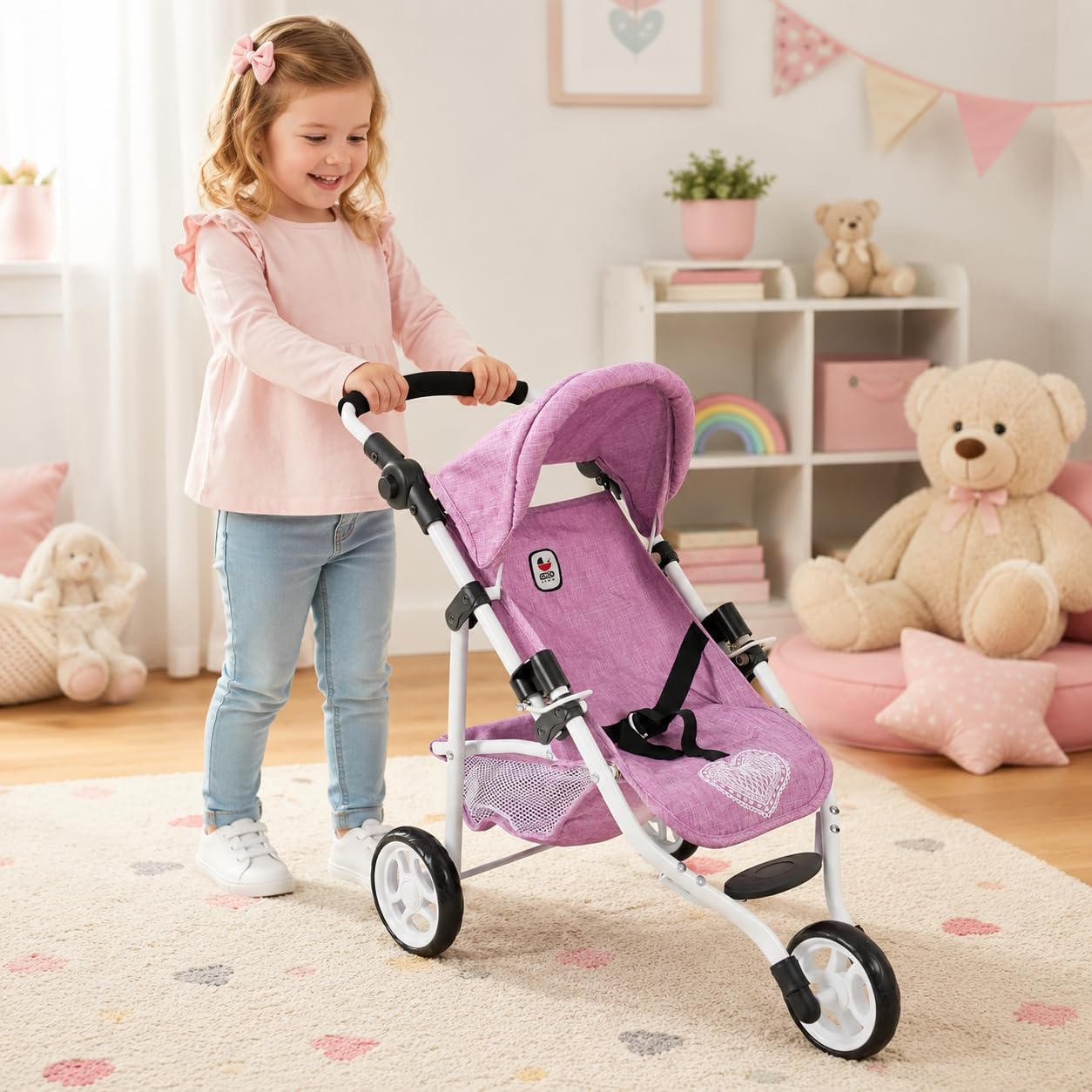 Bayer Chic 2000 Poussette Poupon Lola | Jogger Évolutif & Ergonomique | Une poussette jogger pour poupon haut de gamme, saine et évolutive pour accompagner votre enfant durant des années.