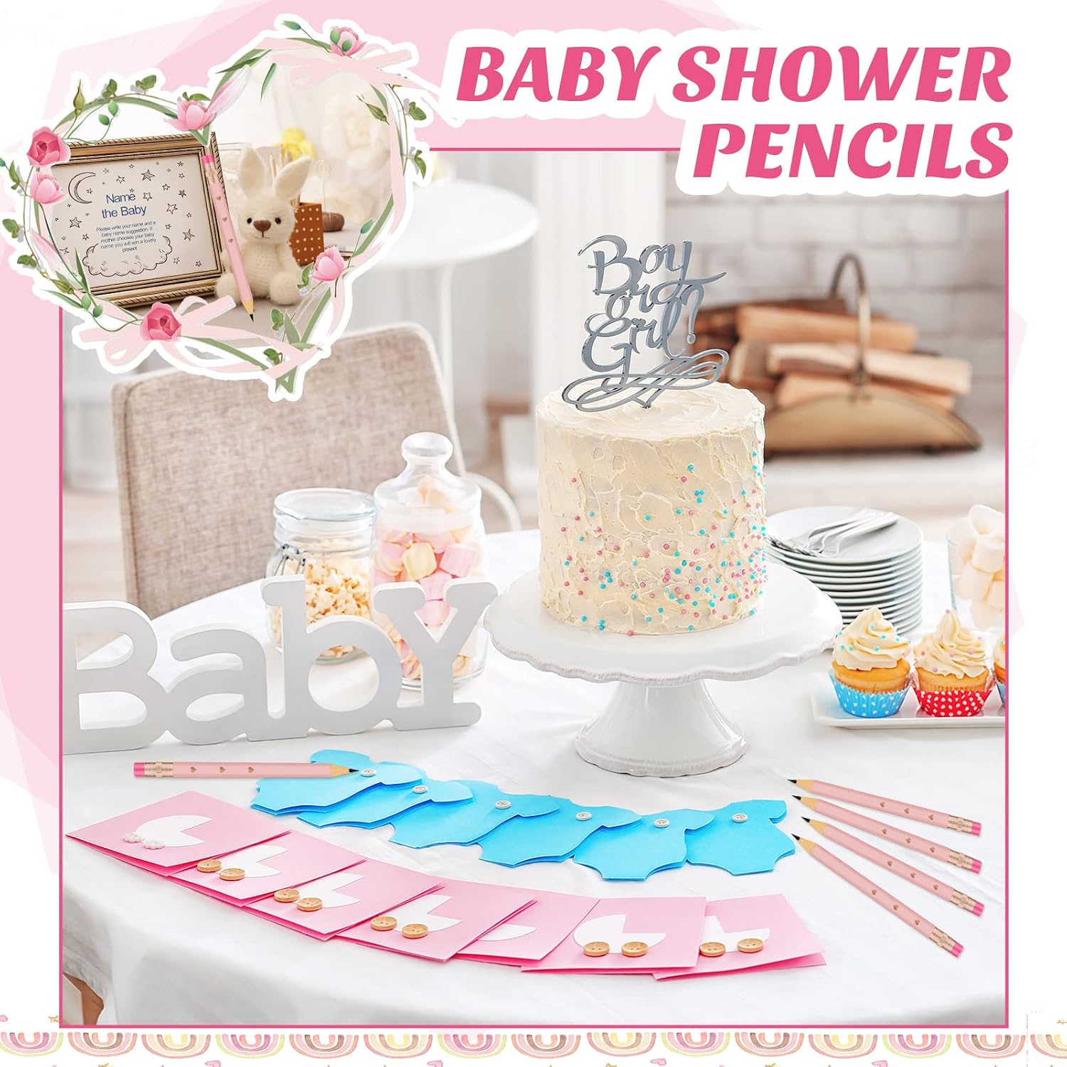 Ireer Bridal Shower Pencils Half Golf Pencils with Erasers Pre Sharpened 4 Inch 2 HB Mini Hexagon Wedding Pens for Bridal Shower Favors Office(Pink,24 Pieces)
