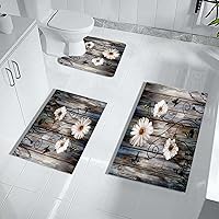 Vista 16 de MUGINYU Juego de 3 alfombras de baño de hojas verdes, diseño floral de primavera bohemio de secado rápido, plantas de eucalipto minimalista de goma