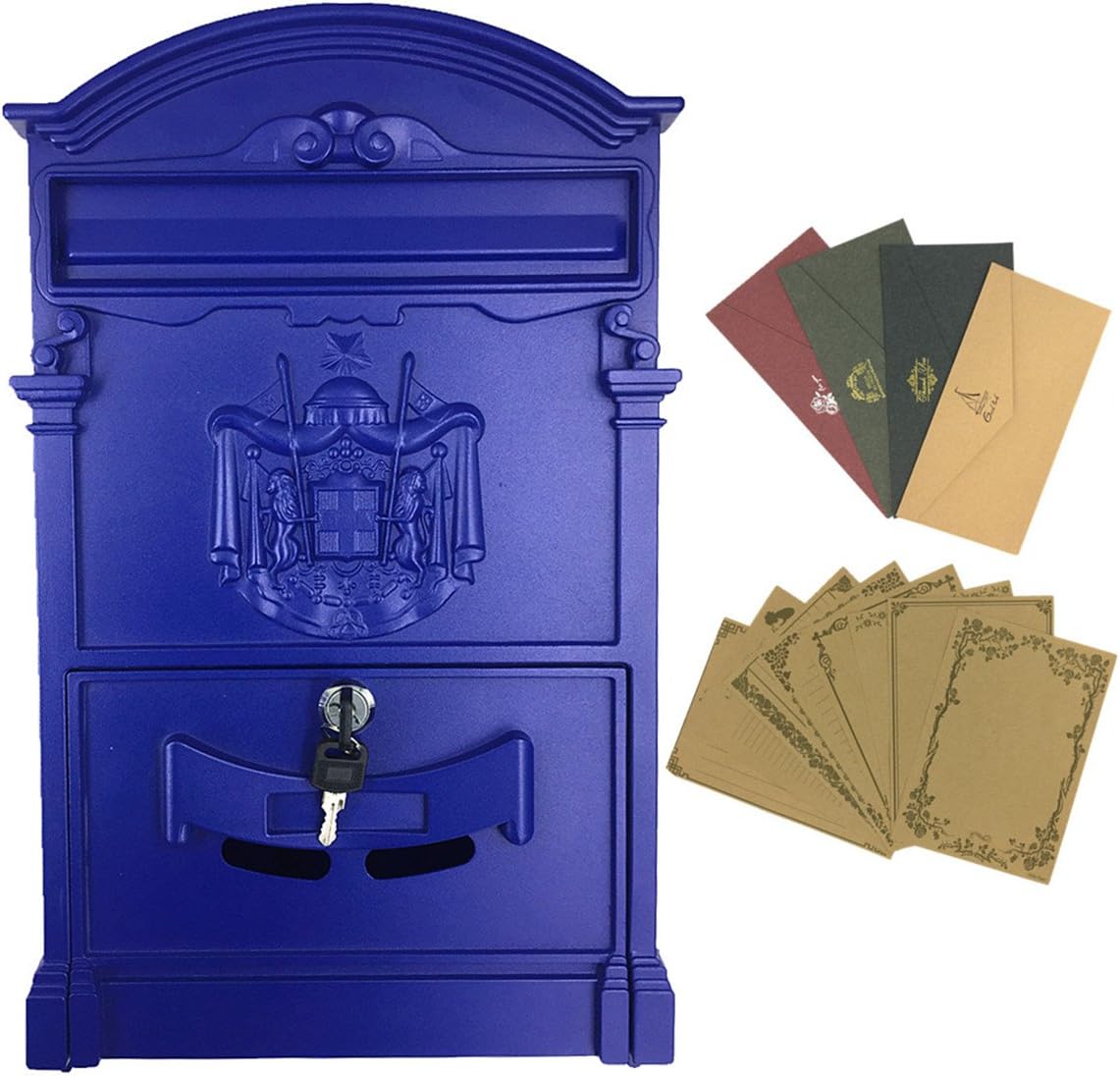 Yahead Outdoor Mailbox Retro Vintage European Aluminum Wall Mounted