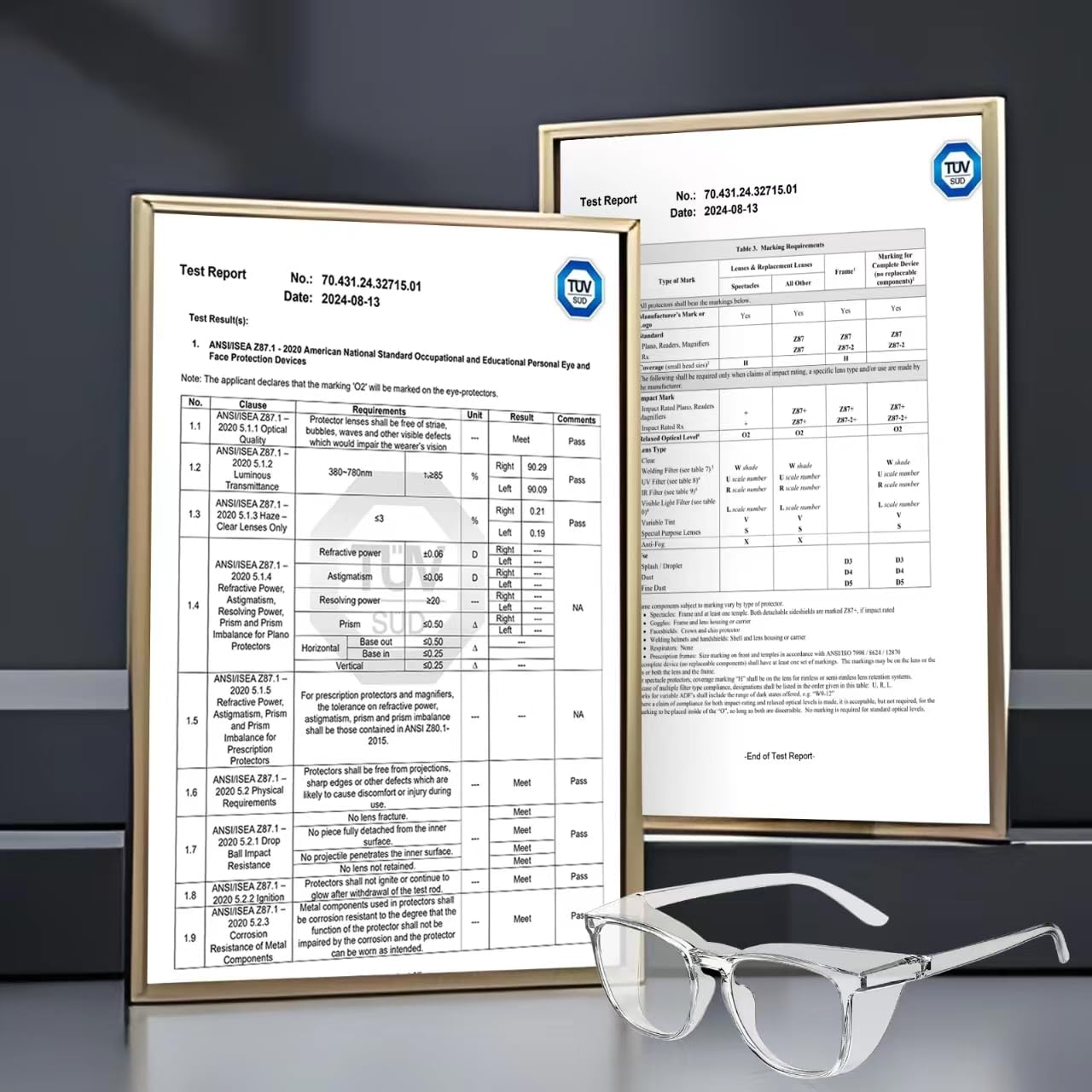 Ansi Z87.1 - Occhiali di sicurezza trasparenti con protezioni laterali, anti appannamento, antigraffio, eleganti occhiali di sicurezza per uomo