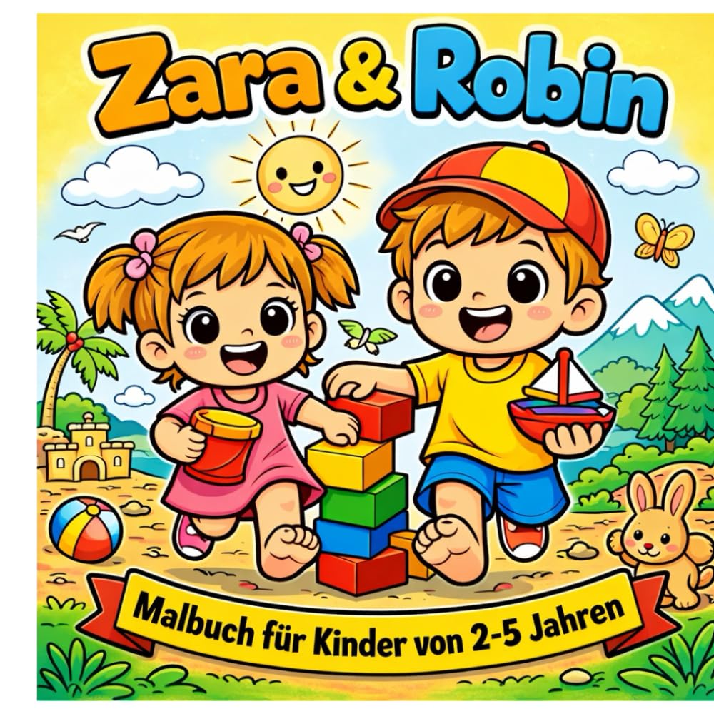 Zara & Robin – Mein erstes Malbuch: Liebevolle Motive zum Ausmalen – ohne Text, perfekt für kleine Kinderhände