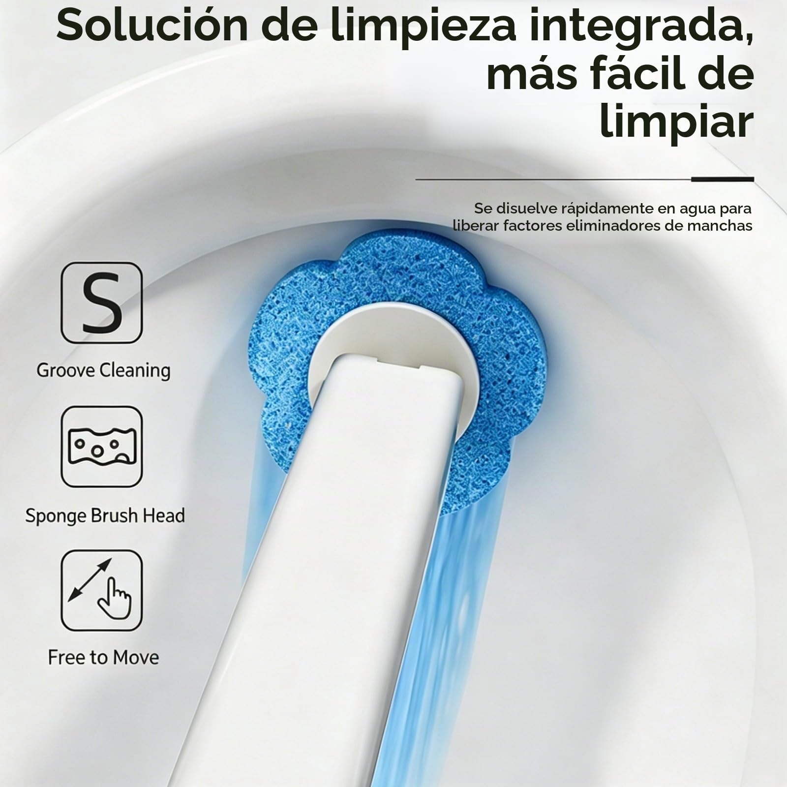 Escobillas de Baño Desechable, 2 Escobillas WC con Soporte de Pared, Escobilla WC Desechable con 24 Cabezales con Limpiador Integrado, Ahorra Espacio, Blanco