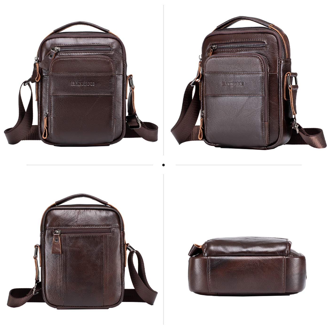 Shoppers y bolsos de hombro piel autentica Bolsos para hombre vintage Business Bolsos de mano casual Bolsos cruzados multifuncional Bolsos marrón
