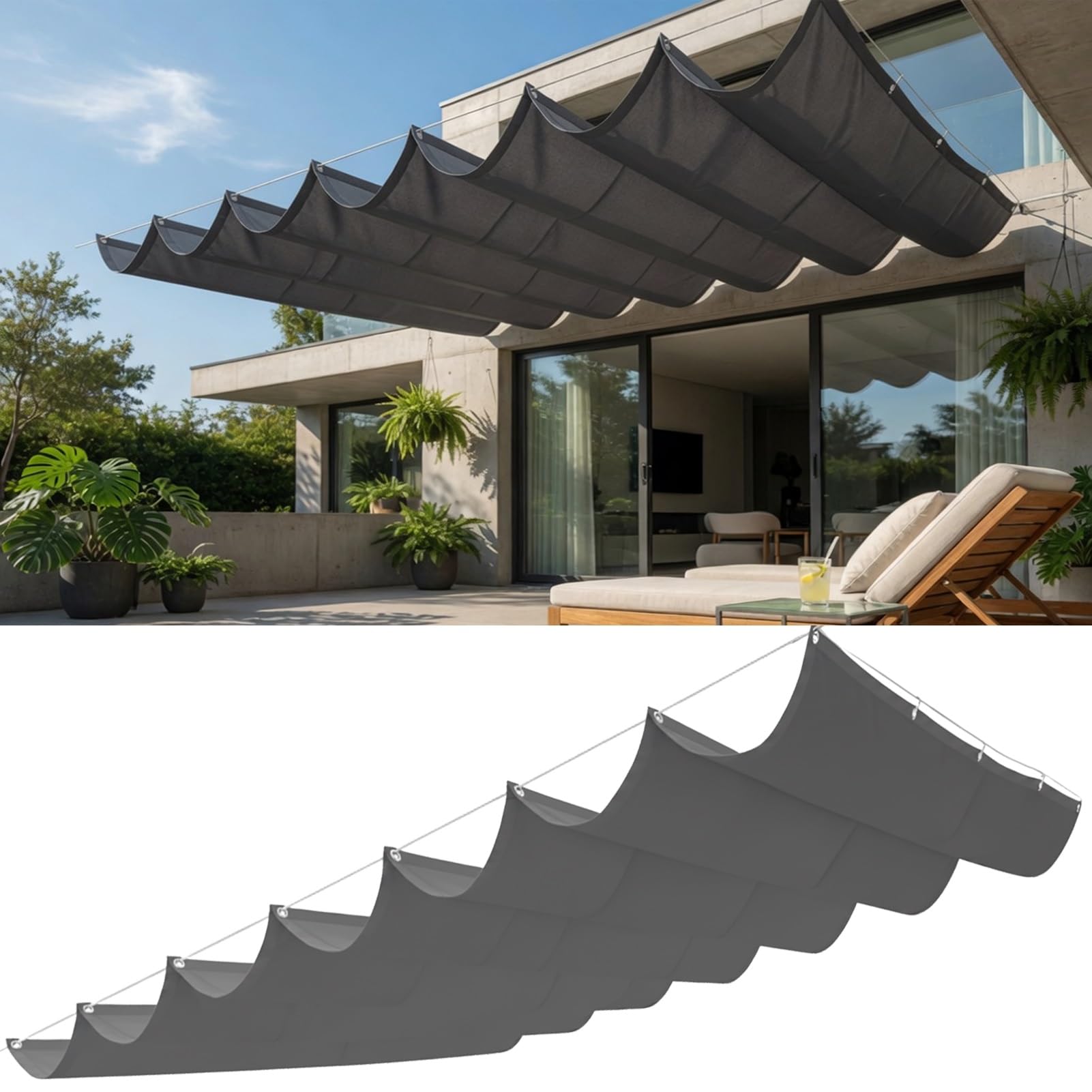 Pare-soleil ondulé pour patio profitez de votre jardin à l'ombre du soleil