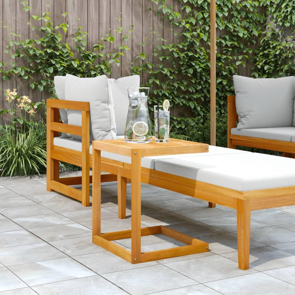 Mesa C de madera maciza de acacia 42 x 40 x 50 cm, mesa de café robusta con diseño en C para sofá o cama, mesa estable para bebidas y aperitivos, duradera