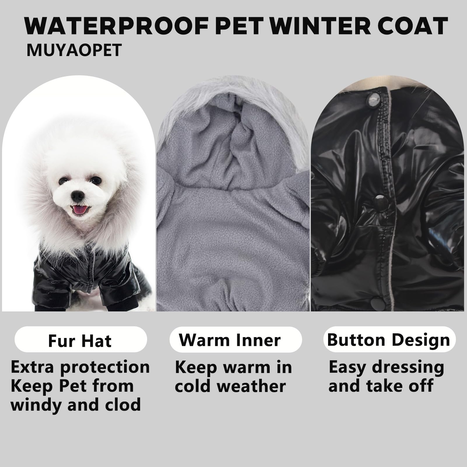 Abrigo Impermeable para Perro, Abrigo de Invierno para Perro, con Capucha, Mono de Nieve