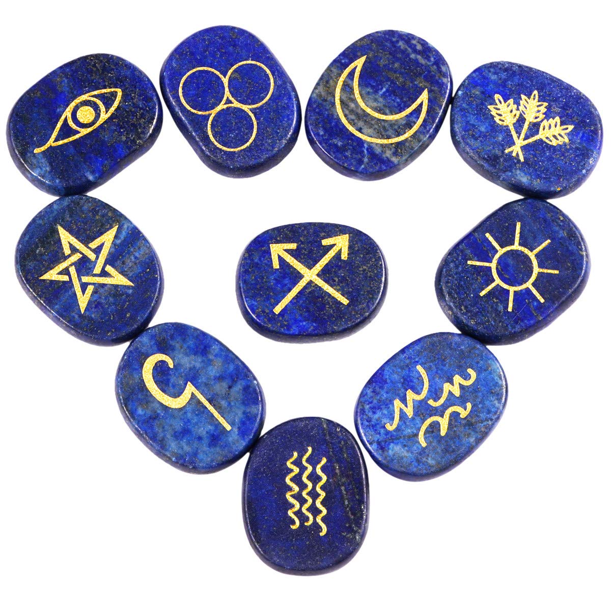 KYEYGWO Lapis Lazuli Witches Runes Set, Rune Stones with Engraved Gypsy ...