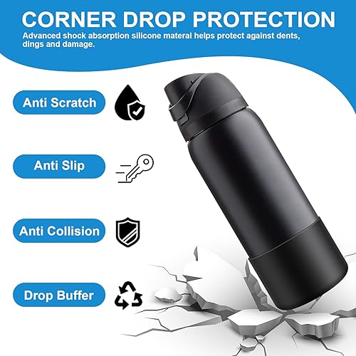 Miniatura 3 de yoelike Bota de silicona para botella de agua Owala de 24 onzas, 32 onzas, 40 onzas, 2 fundas protectoras antideslizantes para FreeSipTwistFlip,
