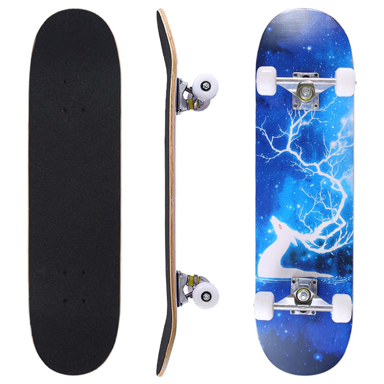 Standard Skateboard 31Inch Complete Retro Skateboards for Beginners Kids Teens Adults 7 Layers Canadian Maple Wood Deck Skate